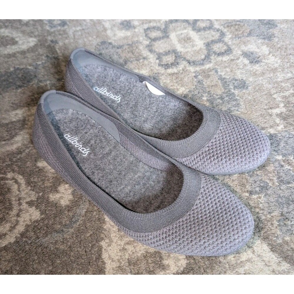 All Birds Shoes Womens Gray Tree Breezers Ballet Flats Knit Lightweight 6.5